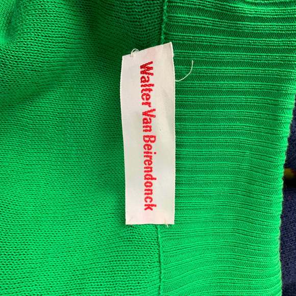 WALTER VAN BEIRENDONCK 2006 Blue & Green Wool  Cotton Reversible Cardigan - Picture 9 of 9
